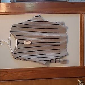 Premise Bat Wing Sweater Grey and Black Stripe Size XL
